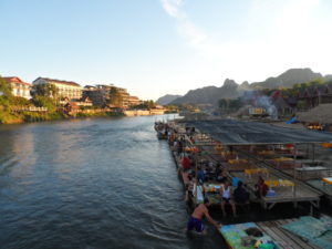 Riverside huts, Nam Song river, Vang Vieng, Laos