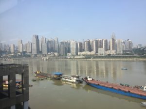 Chongqing skyline from the 'subway' train